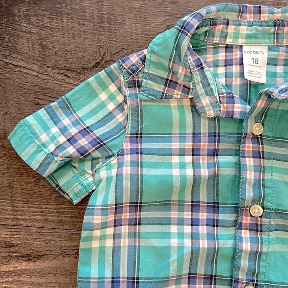 Carter’s/Osh Kosh B’gosh 18 Month BUNDLE (2) Plaid Button Down Shirts - Picture 4 of 12